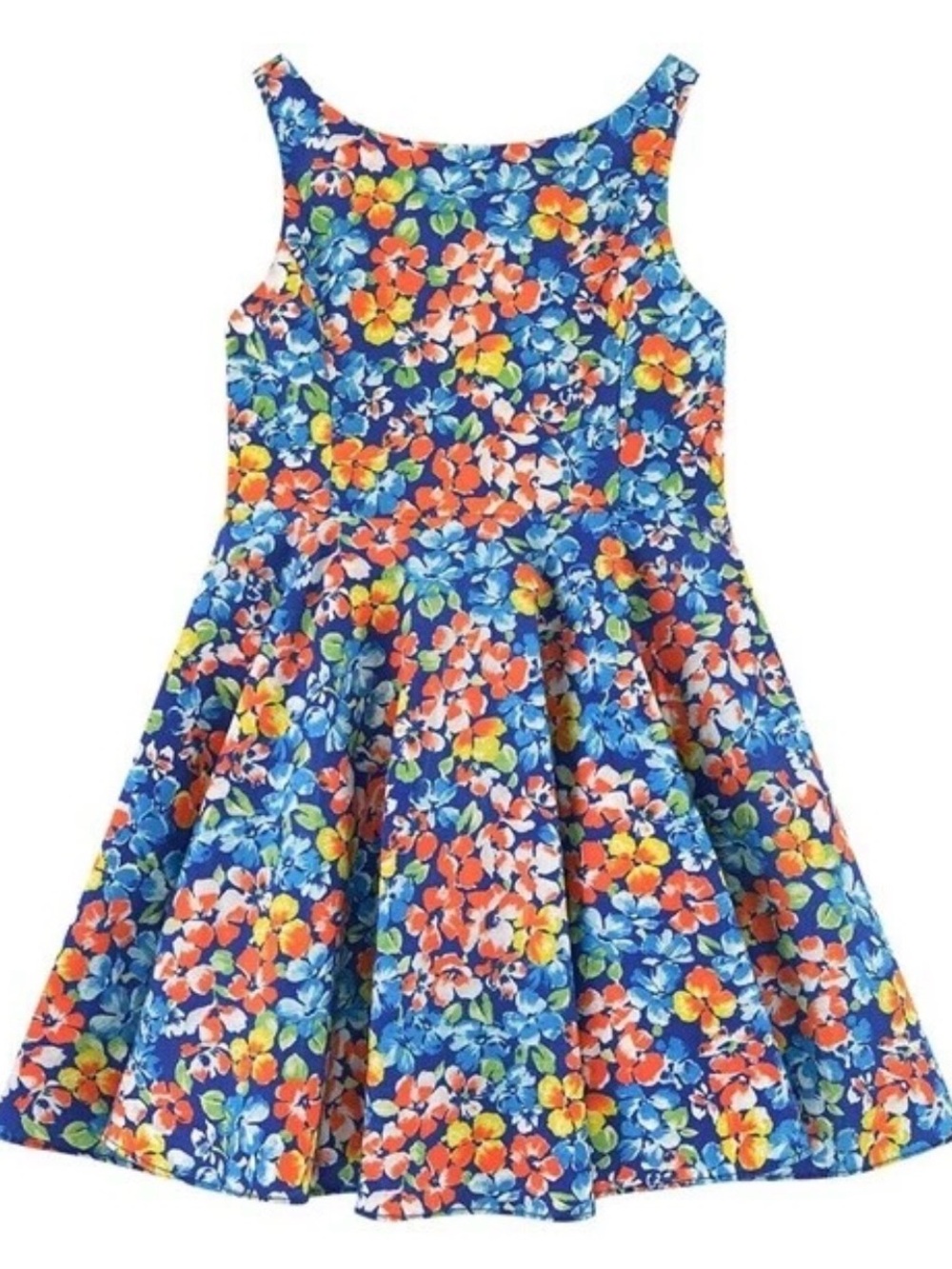 Ralph Lauren Girls Size 16 Floral Sundress Blue Red Yellow Green $65 Retail